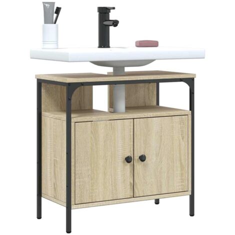 Armario lavabo baño madera ingeniería roble Sonoma 60x30x60 cm