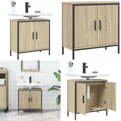 Armario lavabo baño madera ingeniería roble Sonoma 60x30x60 cm - Armario lavabo - Armario de baño madera