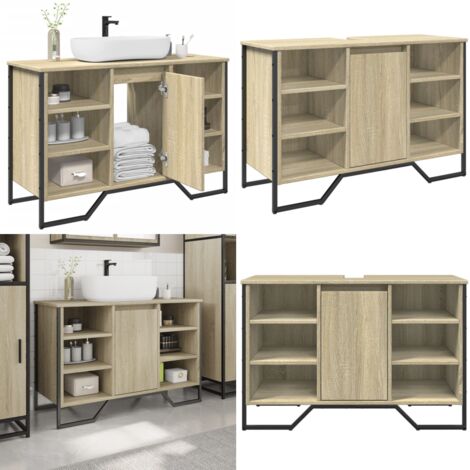 Armario lavabo baño madera ingeniería roble Sonoma 91x35x60 cm - Armario lavabo - Armario de baño de madera