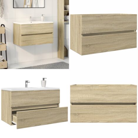 Armario lavabo madera de ingeniería roble Sonoma 80x38,5x45 cm - Armario lavabo - Madera de ingeniería