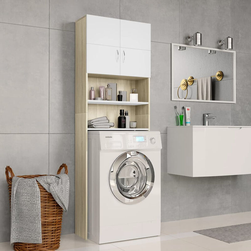 

Armario lavadora aglomerado blanco roble Sonoma 64x25,5x190 cm