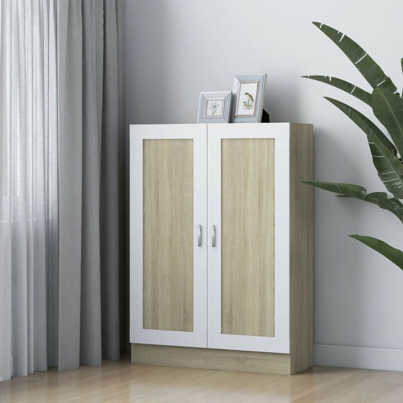 

Armario libros aglomerado blanco roble Sonoma 82,5x30,5x115 cm