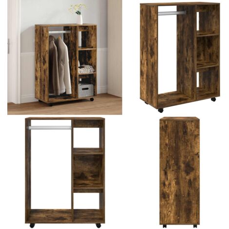 Armario madera contrachapada color roble ahumado 80x40x110 cm - Armario de contrachapado - Armario roble ahumado