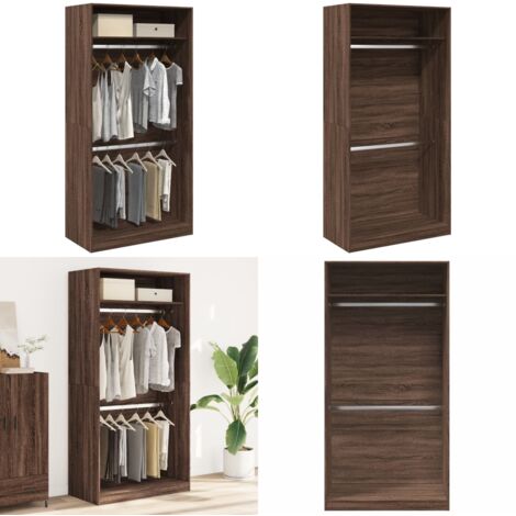 Armario madera contrachapada color roble marrón 100x50x200 cm - Armario madera contrachapada - Armario roble