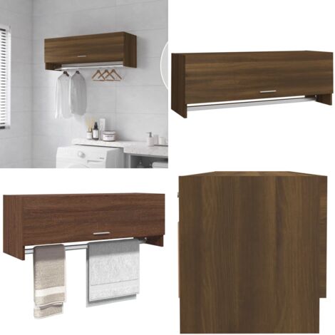 Armario madera contrachapada roble marrón 100x32,5x35 cm - Armario ropero - Armario de almacenamiento