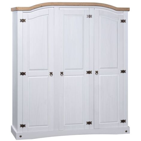 Armario madera de pino Mexicano estilo Corona blanco 3 puertas vidaXL