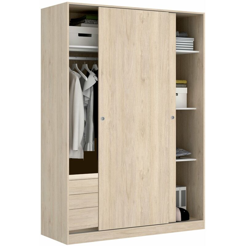

Armario Madera Dormitorio CAJONERA INCLUIDA acabado Roble natural, Medidas: 204 x 120 x 50 cm (altura x anchura x profundidad)