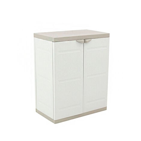 Armario bajo de resina Excellence 89x93x54 cm color beige 2 puertas