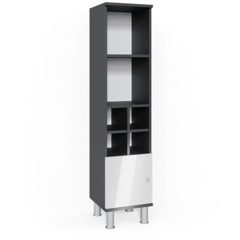 Armario mediano Fynn, Blanco alto brillo, 30 x 130.6 cm puerta pequeña, Vicco
