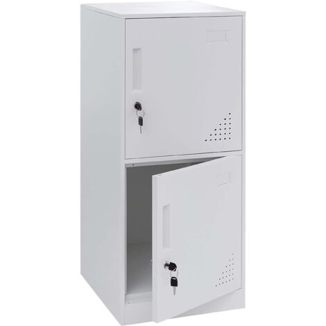 Armario metálico con 2 puertas 90x38x45 cm blanco 040008950