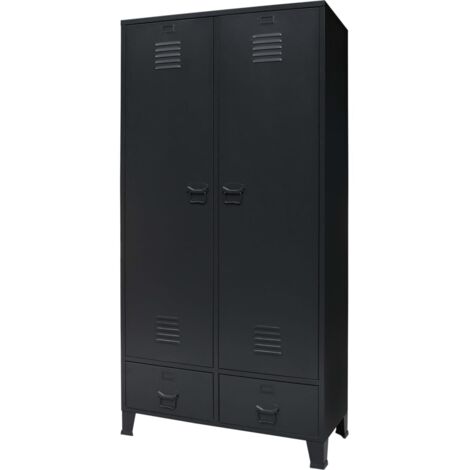 Armario metálico de estilo industrial 90x40x180 cm negro