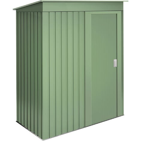 Armario Metálico de Jardín 1,39m2 Wasabi Neat Green - 86x162x181cm - Puerta Corredera - Techo Inclinado - Color Verde