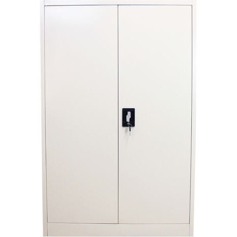 Armario Metálico de Oficina Interior Archivero Fichero Archivador Casillero Gabinete Cajonera Taquilla Mueble Almacenamiento Almacenar Documentos con 2 Puertas,llaves+3 Estantes Ajustables 140x90x40cm