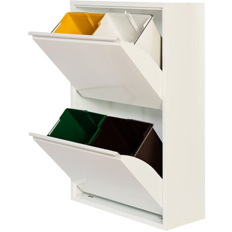 Armario metalico reciclaje 4 cajones blanco 92 x 60 x 25 cm