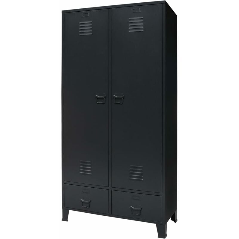 

Armario metálico de estilo industrial 90x40x180 cm negro - Negro