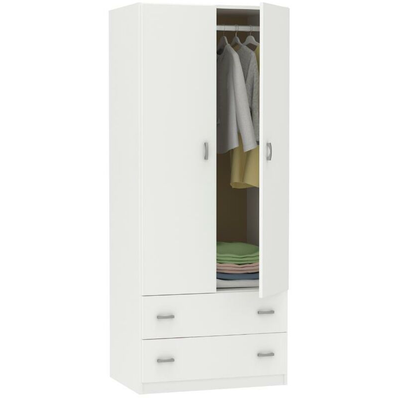 

Armario Turin dos puertas dos cajones Blanco alto brillo - Blanco