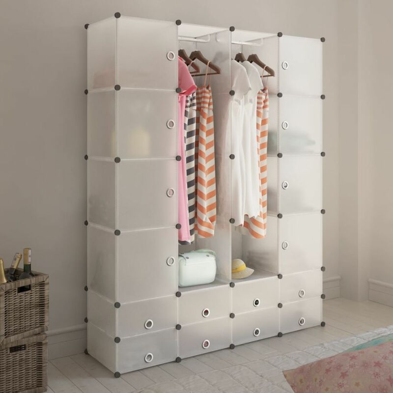 

Happyshopping - Armario modular 18 compartimentos blanco 37x146x180,5cm