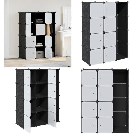 Armario modular 9 compartimentos negro y blanco 109x36,5x143 cm - Armario 9 compartimentos - Armario para niños