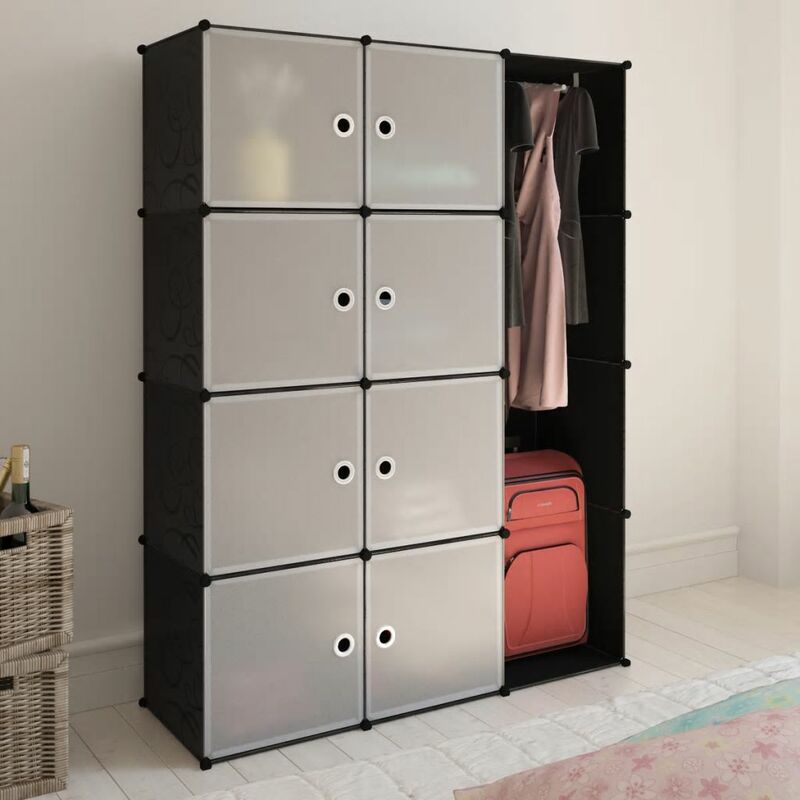 

Armario modular 9 compartimentos negro y blanco 37x115x150 cm