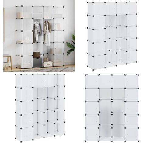 Armario modular con 14 compartimentos blanco 37x146x180,5 cm - Armario blanco - Armario para niños