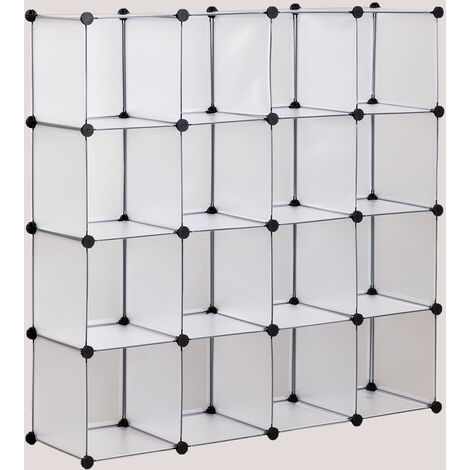 TecTake Estantería de plastico modular armario cuadrados ropero organizador negro blanco 