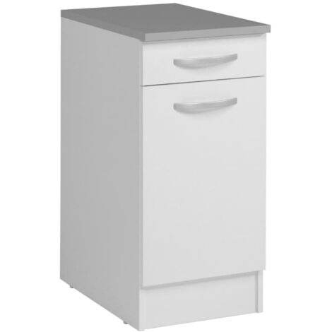 MIROYTENGO Armario módulo inferior cocina 40 cm EKO 1 puerta 1 cajón color blanco mate moderno almacenaje