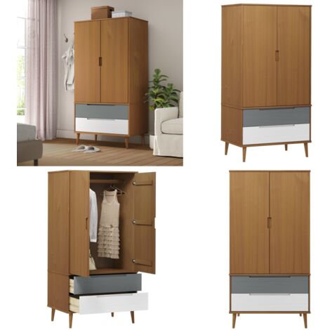 Armario MOLDE madera maciza de pino marrón 90x55x175 cm - Armario de pino - Armario escandinavo