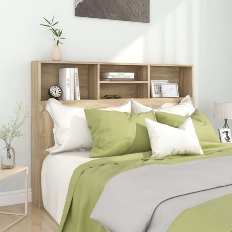 Cabecero de cama para dormitorio estilo moderno y mesitas madera  contrachapada roble ahumado ES94466A