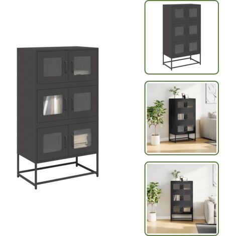Armario multifuncional - vidaXL Aparador de acero negro 68x39x123 cm - Armario de acero laminado