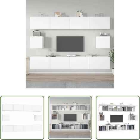 Armario multimedia -  Set de muebles para TV 6 piezas madera contrachapada blanco