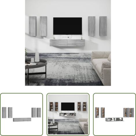 Armario multimedia -  Set de muebles para TV 6 pzas madera contrachapada gris Sonoma