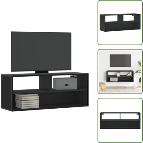Armario multimedia - vidaXL Mueble de TV madera de ingeniería y metal negro 100x31x39,5 cm - Almacenamiento