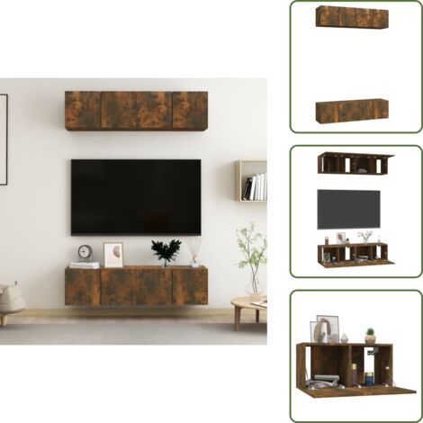 Armario multimedia - vidaXL Muebles TV pared 4 uds madera ingeniería roble humo 60x30x30cm - Almacenamiento