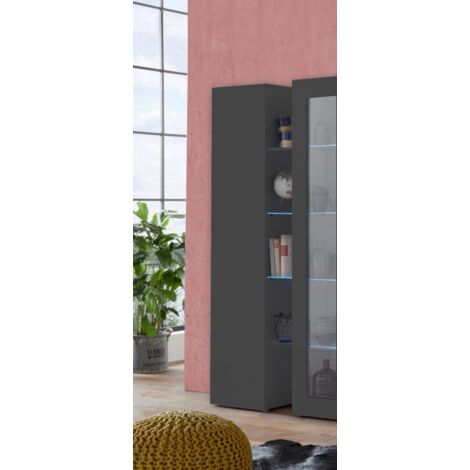 Armario Multiuso 2 Puertas Marco, 4 Estantes, Hecho en Italia, 30x180h cm Negro Antracita