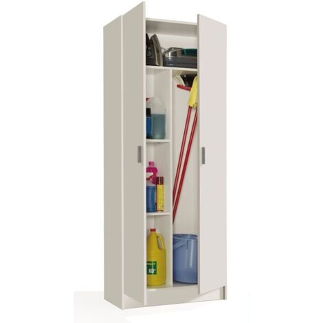 Armario multiusos 2 puertas escobero blanco