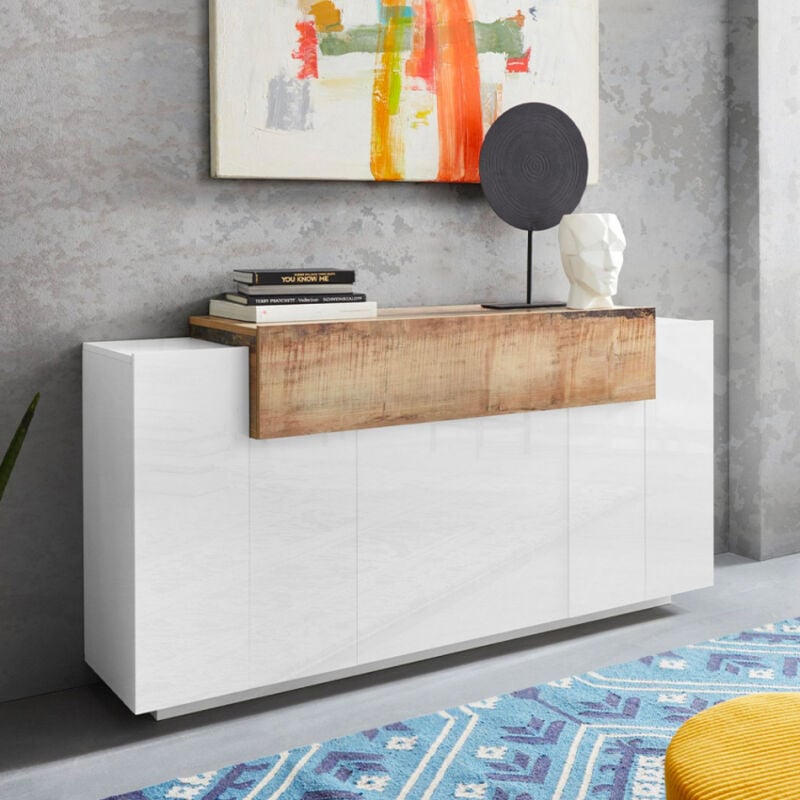 

Mueble polivalente 3 puertas compartimento abatible aparador salón Coro Deur Acero