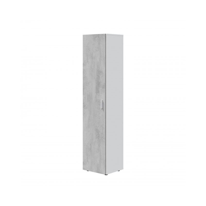 

Armario multiusos 41xH182 cm Blanco mate y cemento con una puerta y tres estantes interiores | Cemento/blanco