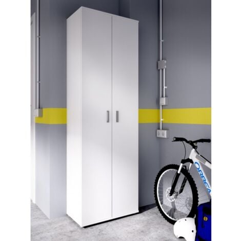 ABITARE Armario multiusos 61x190H cm Adam Blanco mate con dos puertas Blanco