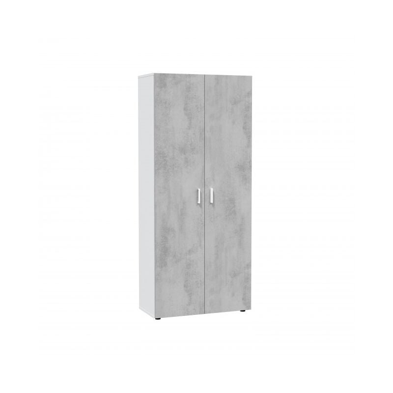 

Armario multiusos 80xH182 cm Blanco mate y cemento con dos puertas | Cemento/blanco