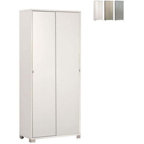 Armario multiusos con dos puertas correderas y estantes Blanco 82x41x h190 cm