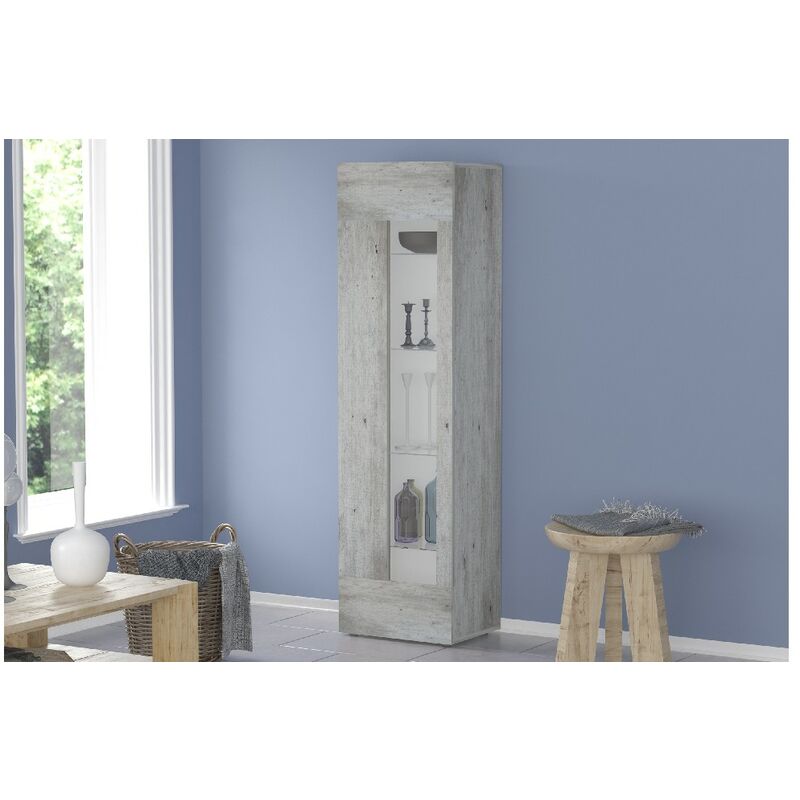 

Armario multiusos Daiquiri - Ahorro de espacio, aparador - con cristal, estantes, puertas - para el salon, la entrada - Gris en Madeira, 45 x 34 x