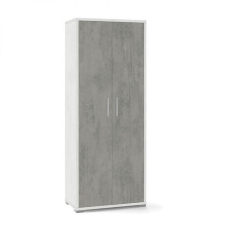 Armario multiusos de dos puertas Cemento Blanco 71x41x h182 cm