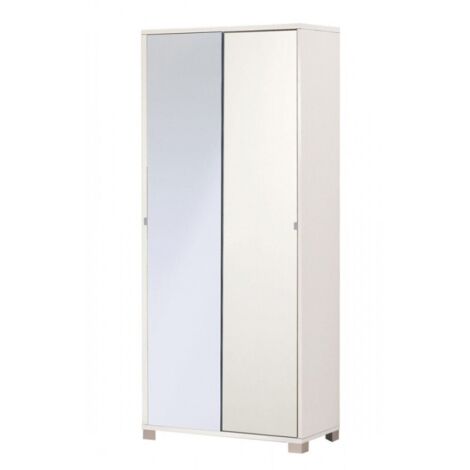 Armario multiusos de dos puertas correderas con espejo Blanco 82x41x h190 cm