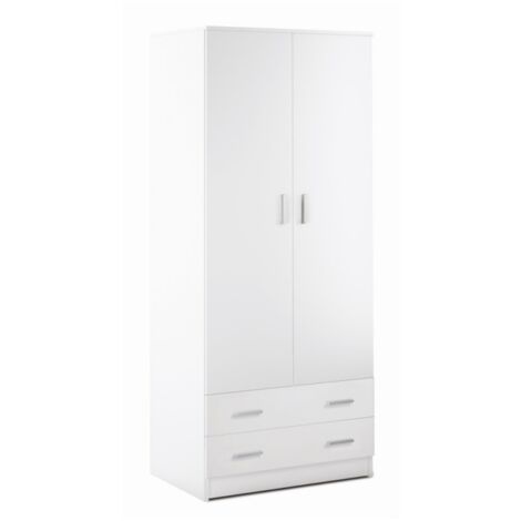 Armario multiusos de dos puertas y dos cajones Blanco 77x52x h182 cm