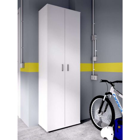 Armario multiusos en acabado blanco 2 puertas 3 estantes 61 cm(ancho) 190 cm(altura) 35 cm(fondo)