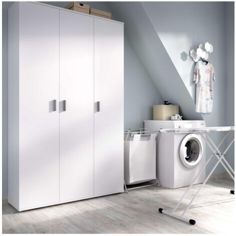 Armario multiusos Luna en acabado blanco 3 puertas 116 cm(ancho) 190 cm(altura) 35 cm(fondo)