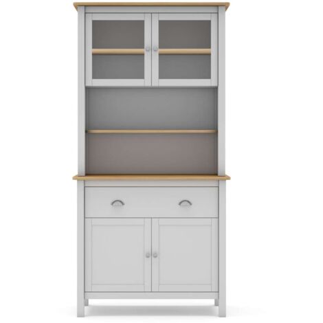 Armario multiusos tipo buffet 4 puertas 2 cajones Miguel acabado blanco/roble, 180.5cm(alto) 90cm(ancho) 40cm(largo)