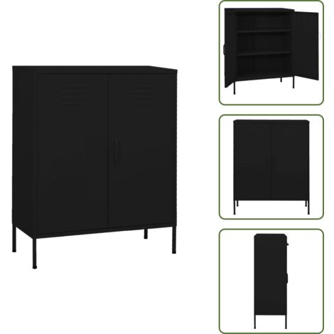 Armario negro - vidaXL Armario de almacenamiento acero negro 80x35x101,5 cm - Estantes ajustables