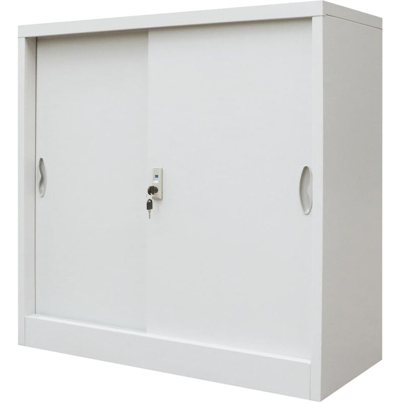 

Armario oficina con puertas correderas metal gris 90x40x90 cm - Gris - Vidaxl