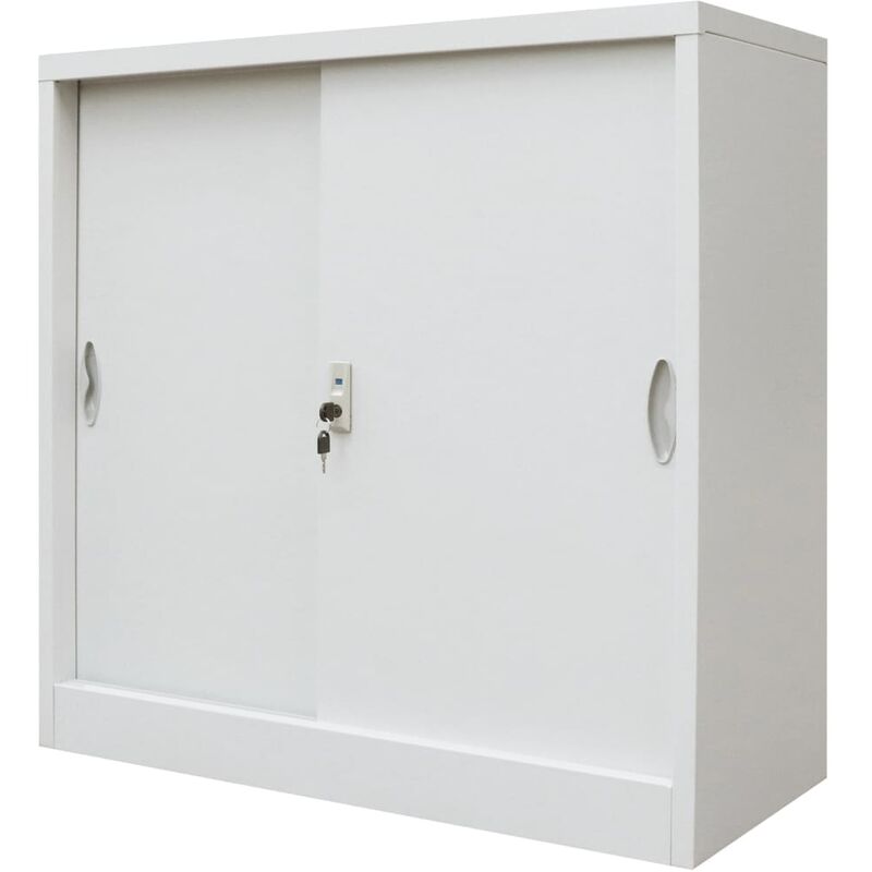 

Armario oficina con puertas correderas metal gris 90x40x90 cm - Gris